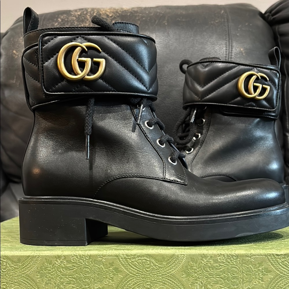 Gucci Double G Logo Combat Boots - Picture 5 of 5